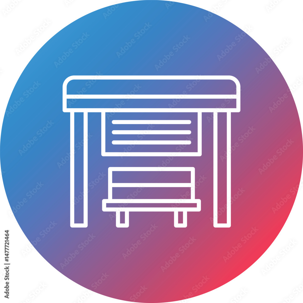 Poster bus stop line gradient circle background icon