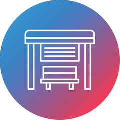 Bus Stop Line Gradient Circle Background Icon