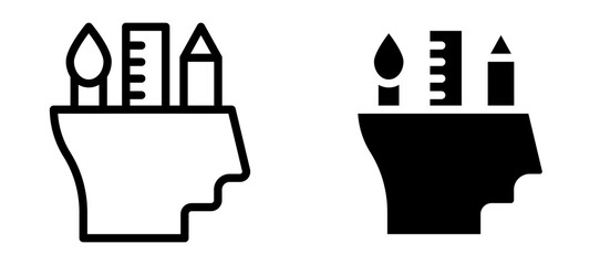 Creativity icon in black modern and lines and solid