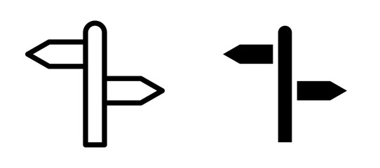 Signpost icon in black modern and lines and solid