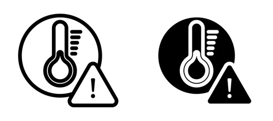 Temperature warning sign icon in black modern and lines and solid