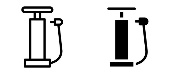 Air pump icon in black modern and lines and solid