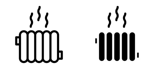 Radiator icon in black modern and lines and solid