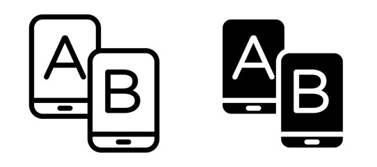 A B testing icon in black modern and lines and solid