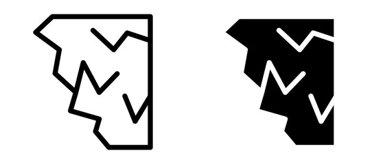 Cliff icon in black modern and lines and solid