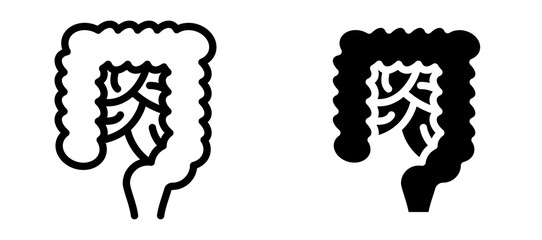 Gut icon in black modern and lines and solid