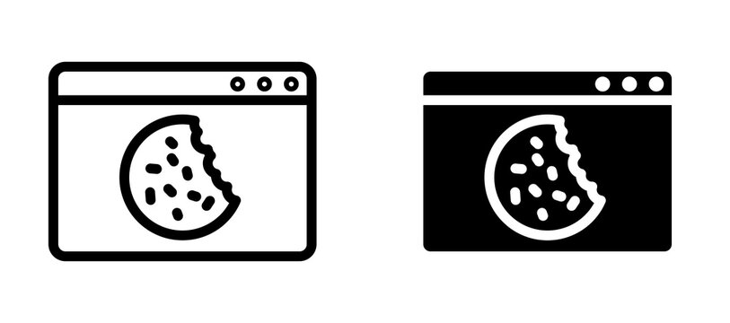 web Cookies icon in black modern and lines and solid