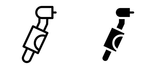 Dental drill icon in black modern and lines and solid