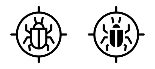 Debug icon in black modern and lines and solid