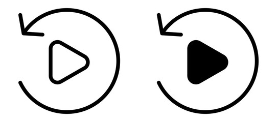 Playback icon in black modern and lines and solid