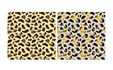 Vector seamless pattern of brown and beige leopard spots on white background, background, texture,