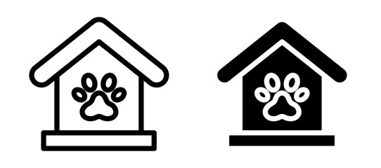 Pet shelter icon in black modern and lines and solid