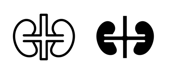 Kidney icon in black modern and lines and solid