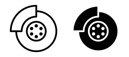 Disk brake icon in black modern and lines and solid