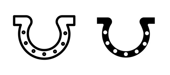 Obraz premium Horseshoe icon in black modern and lines and solid