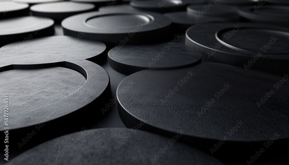 Poster modern graphic element: gray circles techno - big data visualization on dark space with dotted shape