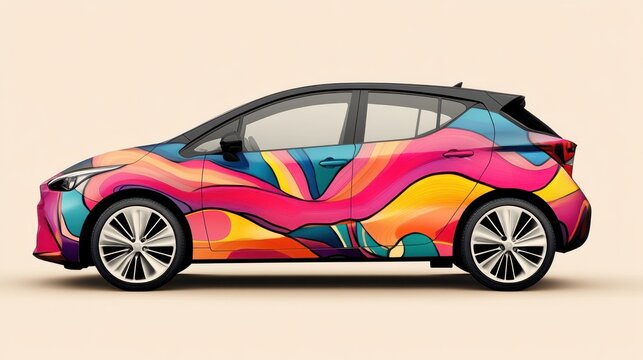 Colorful vibrant car wrap design