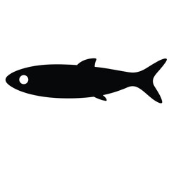 anchovy vector silhouette icon - ideal for fishing logos, seafood icons, and aquatic-themed graphics.