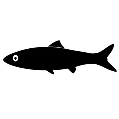 Obraz premium anchovy vector silhouette icon - ideal for fishing logos, seafood icons, and aquatic-themed graphics.