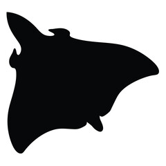 angel shark vector silhouette icon - ideal for fishing logos, seafood icons, and aquatic-themed graphics.