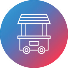 Food Cart Line Gradient Circle Background Icon