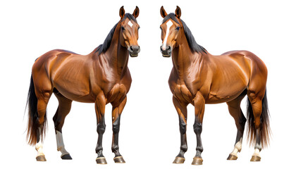 Obraz premium American Quarter Horses – Front and Rear View, Isolated on Transparent Background PNG