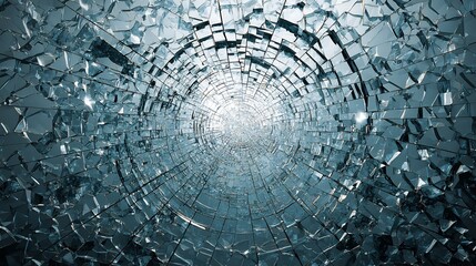 Obraz premium Fractured Visions: A Shattered Reality in a Tunnel of Reflective Shards