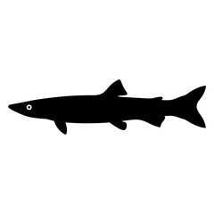 barracuda vector silhouette icon - ideal for fishing logos, seafood icons, and aquatic-themed graphics.