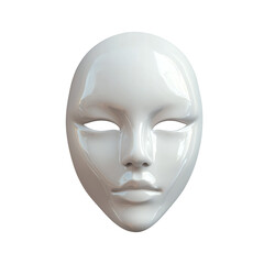 White plastic face mask isolated on white background