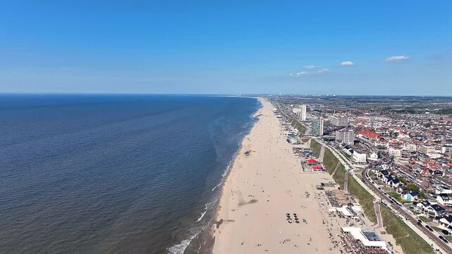 Aerial from the city Zandvoort at the North Sea in the Netherlands