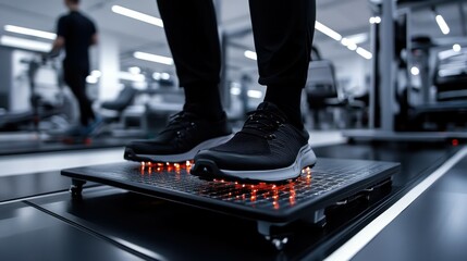 Fototapeta premium A patient using rehabilitation equipment during physiotherapy