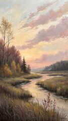 In a soft, dreamlike atmosphere, an expressive oil painting merges with delicate charcoal sketching, capturing a serene and contemplative mood. Thick palette knife textures contrast with fine.