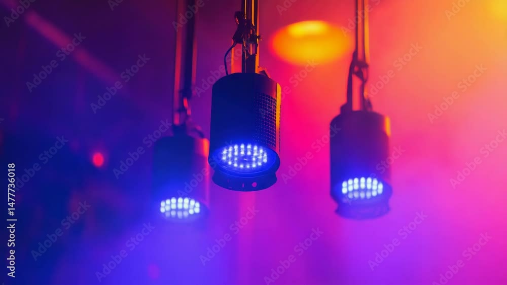 Poster group of string lights hanging from the ceiling, suitable for party or event decorations