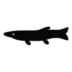 bichir vector silhouette icon - ideal for fishing logos, seafood icons, and aquatic-themed graphics.