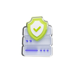 3D Secure Server with Shield Icon – Cybersecurity and Data Protection Concept