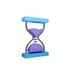 3D Hourglass Icon with Purple Sand and Blue Frame – Time Management Symbol PNG