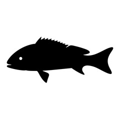 black drum vector silhouette icon - ideal for fishing logos, seafood icons, and aquatic-themed graphics.