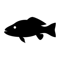 black drum vector silhouette icon - ideal for fishing logos, seafood icons, and aquatic-themed graphics.