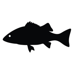 black drum vector silhouette icon - ideal for fishing logos, seafood icons, and aquatic-themed graphics.