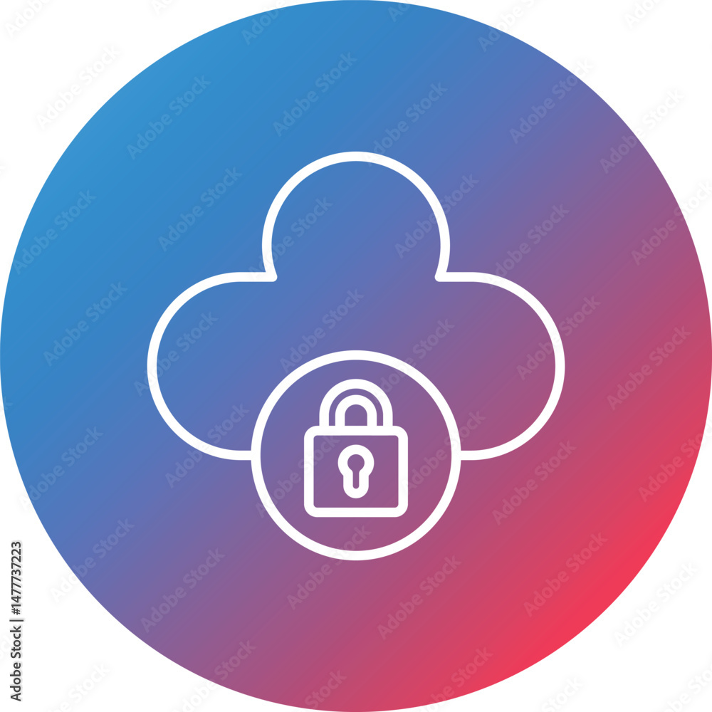 Poster cloud security line gradient circle background icon