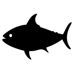 bluefin tuna vector silhouette icon - ideal for fishing logos, seafood icons, and aquatic-themed graphics.