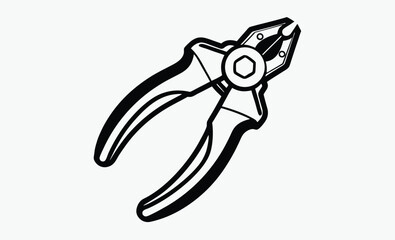pliers silhouette, pliers silhouette vector, tool grip icon, hand tool outline, black white pliers, mechanical clamp shape, repair tool graphic, construction tool symbol, hardware pliers design