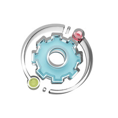 3D Gear Icon with Colorful Elements – Settings, Configuration, and System Management Symbol