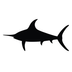 blue marlin vector silhouette icon - ideal for fishing logos, seafood icons, and aquatic-themed graphics.