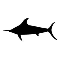 blue marlin vector silhouette icon - ideal for fishing logos, seafood icons, and aquatic-themed graphics.