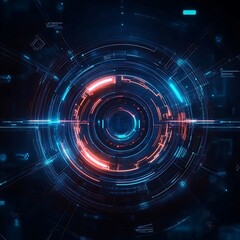 Fototapeta premium Digital Realm: A mesmerizing display of abstract, futuristic tech elements, seamlessly blending innovation and design, illustrating the nexus of the digital age and innovation.