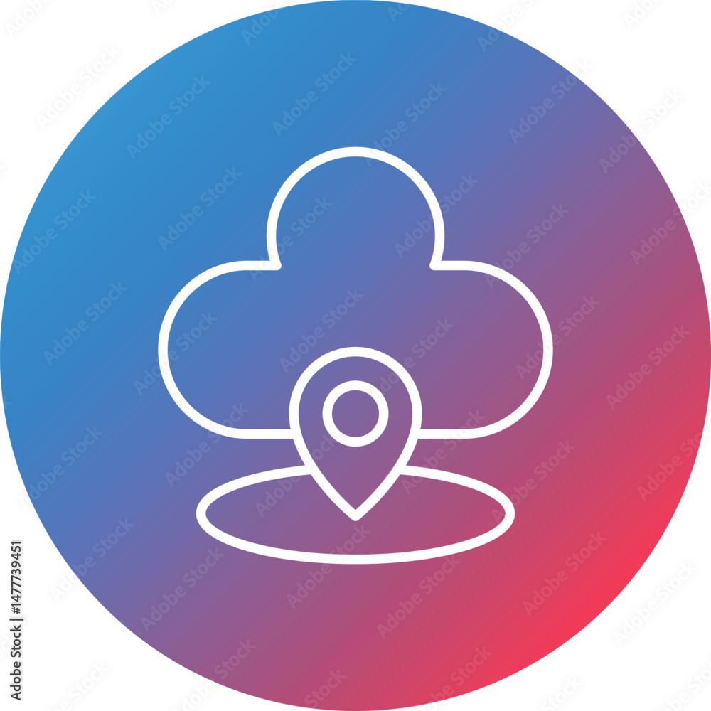 Poster server location line gradient circle background icon