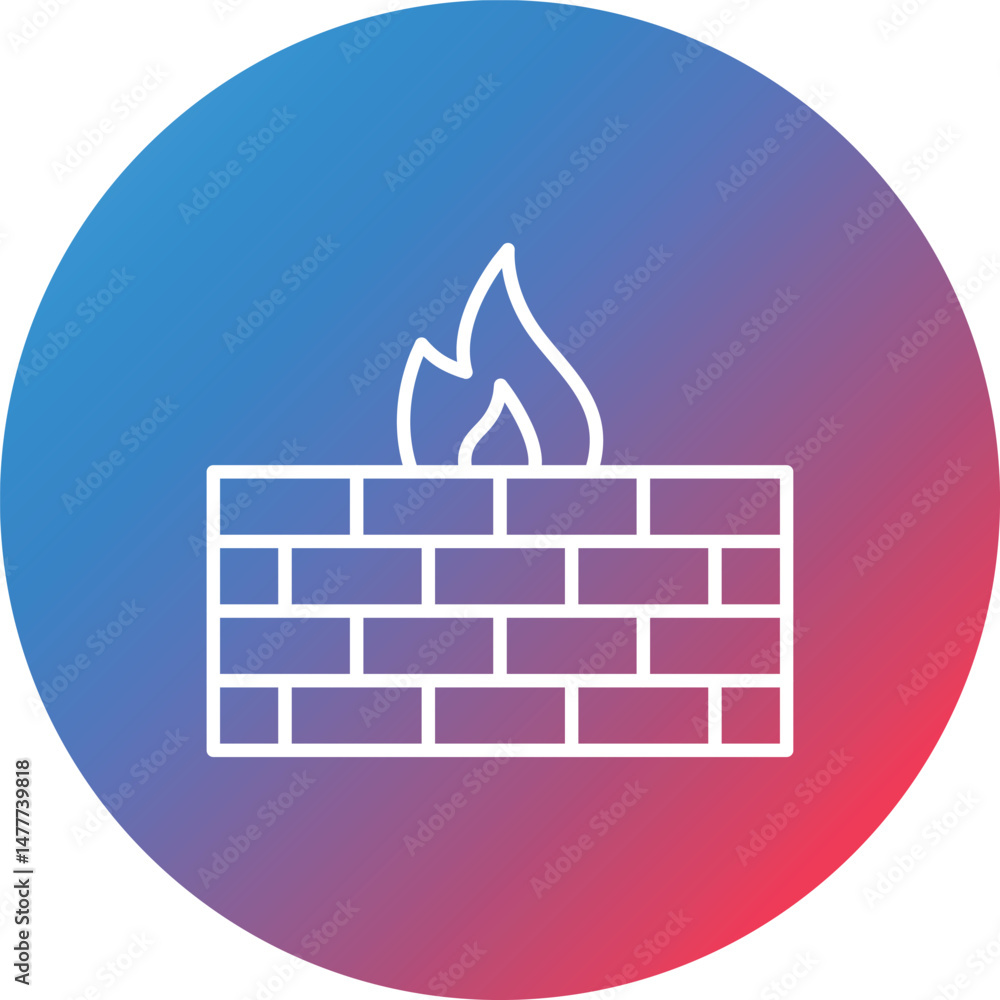 Poster firewall line gradient circle background icon