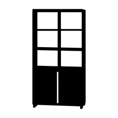 bookshelf with cabinet vector silhouette icon - perfect for furniture icons, decals, or SVG crafts.