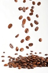 Obraz premium High-quality photo of cascading coffee beans for commercial use and marketing materials 